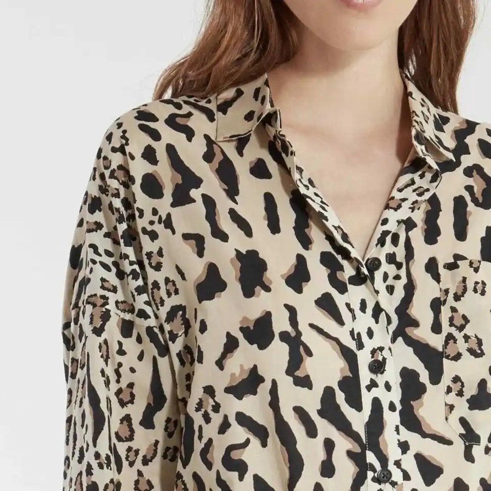 Atm Camel Black Mixed Leopard Print Button Boyfri… - image 2